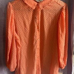 Nanette Lepore Textured Orange Blouse
